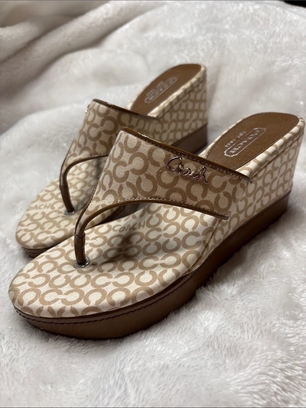 Coach Tan Wedges